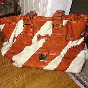 Orange Leather Steiped D&B Purse